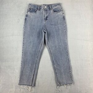 Volcom Stoned Straight Jeans Womens 31 Blue High Rise Raw Hem B1932003